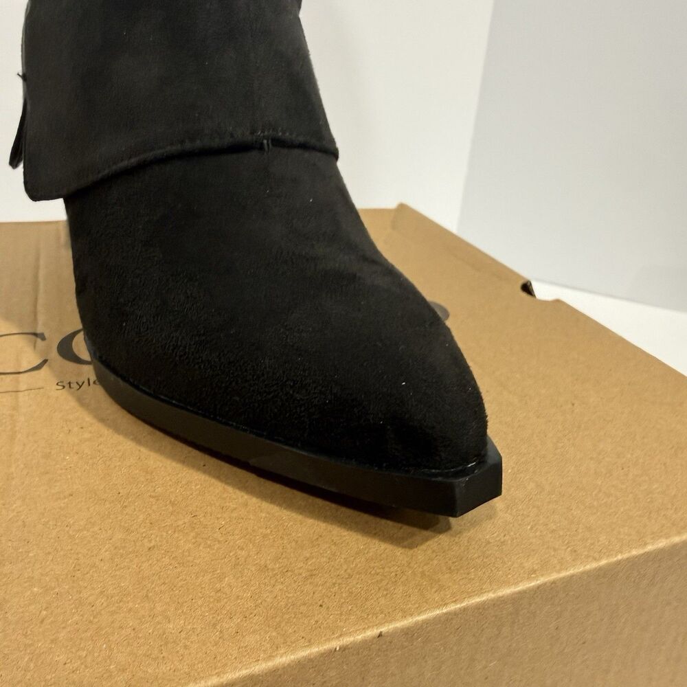 Coutgo Womens Fold Over Mid Calf BootsSlouchy Poi Black Size 6 NWB - Picture 16 of 17